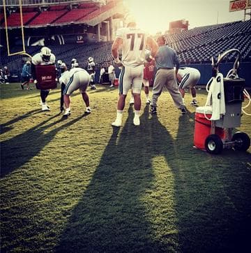 Taylor Lewan already casting a large shadow in Tennessee. #themmqbtour #tennesseetitans (follow us at Instagram.com/TheMMQB)